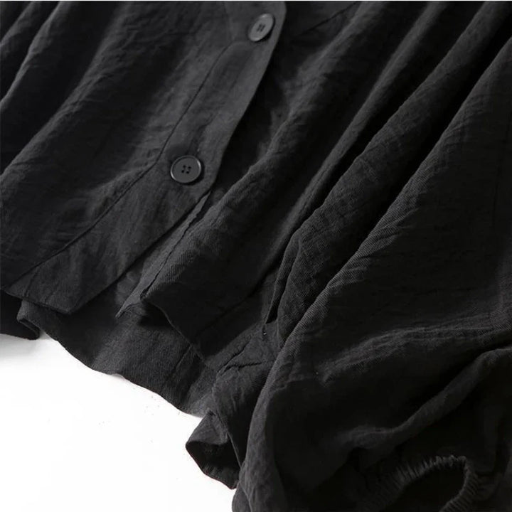 Women's V-Neck Loose Linen Blouse Casual Long Sleeve Shirt