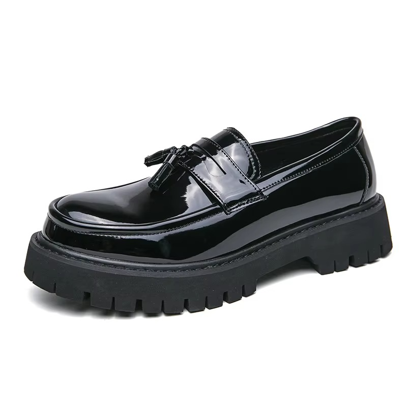 Women's Chunky Platform Leather Loafers Slip On Dress Shoes