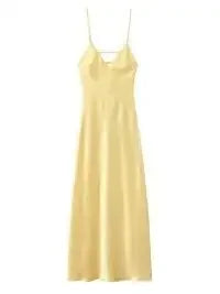 Women's Satin Cowl-Neck Strappy Maxi Dress