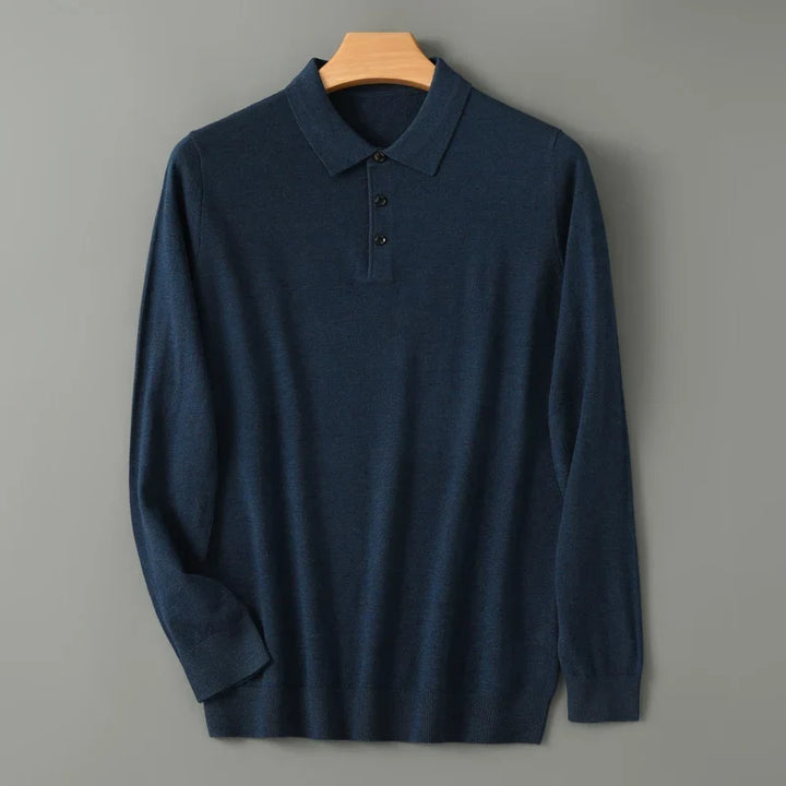Pull polo en maille à manches longues pour homme