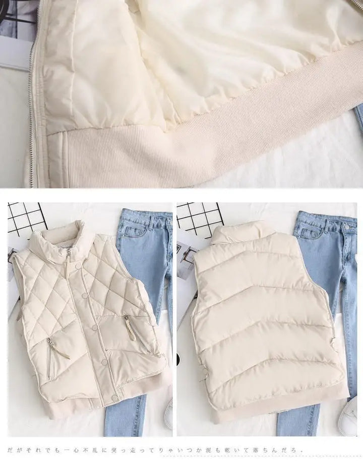Gilet matelassé sans manches pour femme en nylon, veste d’extérieur rembourrée