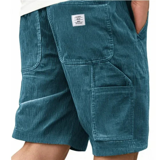 Men’s Corduroy Elastic-Waist Cargo Shorts