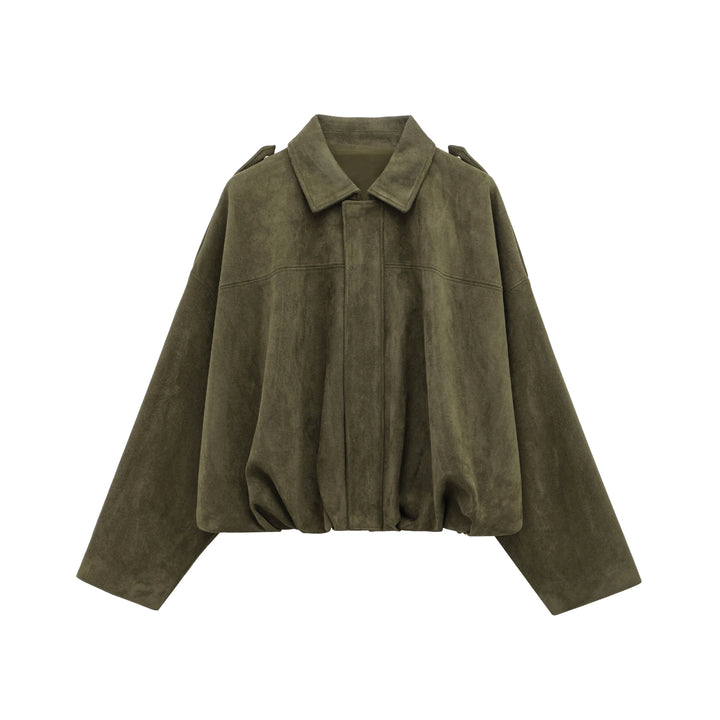 Women's Suede Bomber Jacket Casual Outerwear Coat