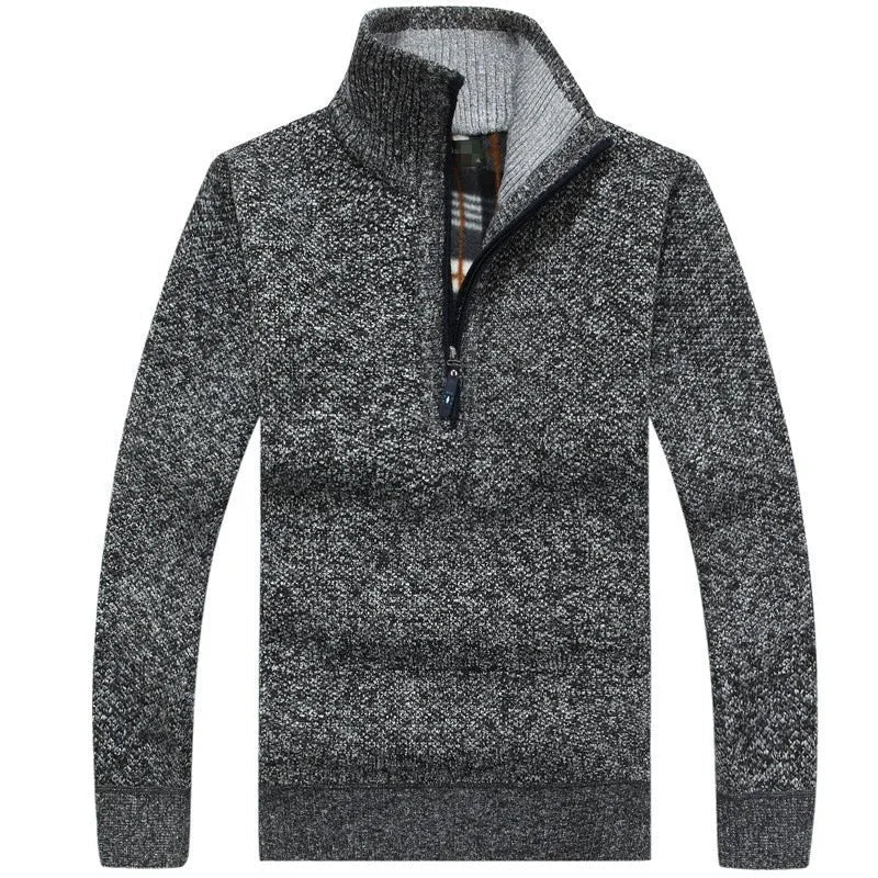Men's Knit Fleece Quarter-Zip Pullover Sweater