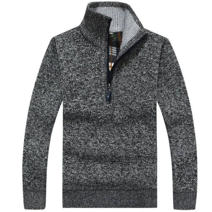 Men's Knit Fleece Quarter-Zip Pullover Sweater