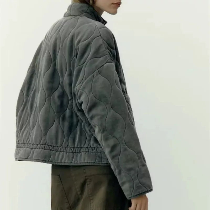 Women's Fleece Zip Up Quilted Jacket