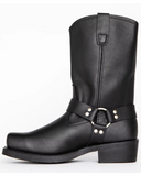 Men's Leather Harness Boots Mid Calf Motorcycle Biker Shoes