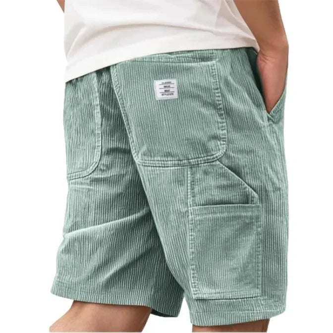 Men’s Corduroy Elastic-Waist Cargo Shorts