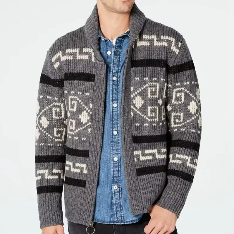 Men's Woolmix Shawl Collar Zip Up Cardigan Sweater
