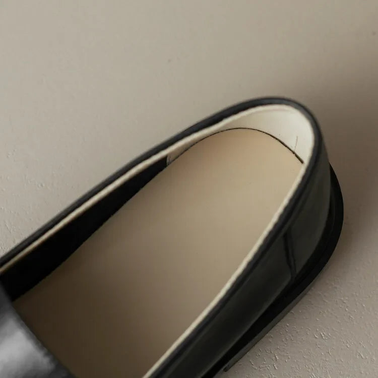 Γυναικεία δερμάτινα penny loafers, επίπεδα casual παπούτσια χωρίς κορδόνια