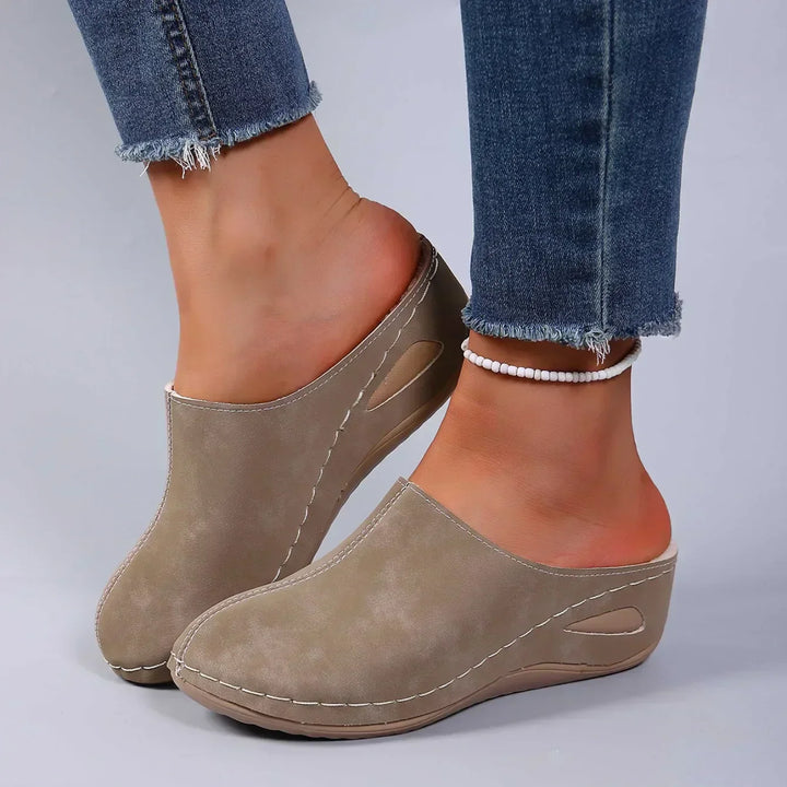 Women's Fleece Orthopedic Slippers Closed-Toe Slip-On Arch Support Shoes