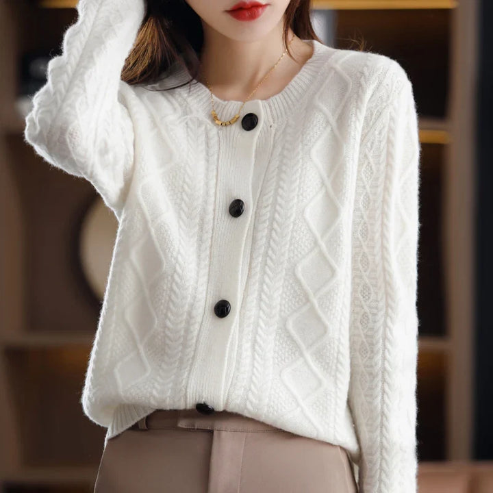 Women's Wool Cardigan Knit Button Up Sweater
