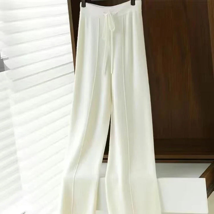 Women's Wide Leg Trousers High Waist Wool Mix Lounge Pants