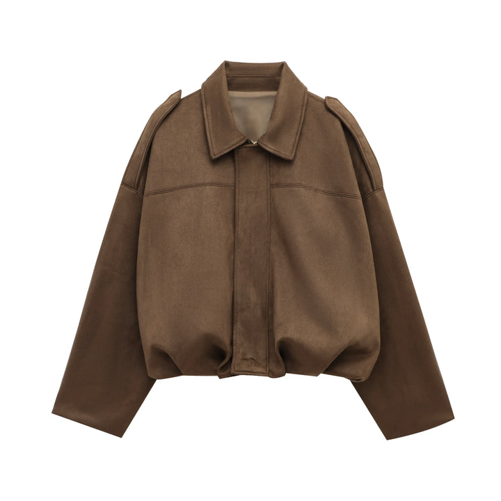 Women's Suede Bomber Jacket Casual Outerwear Coat