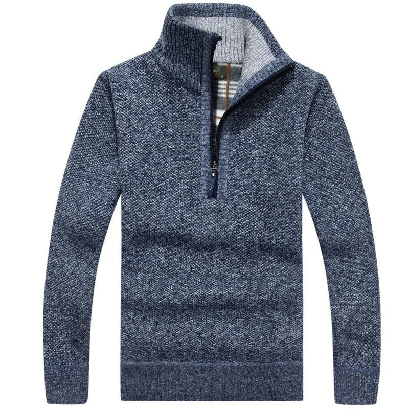 Men's Knit Fleece Quarter-Zip Pullover Sweater