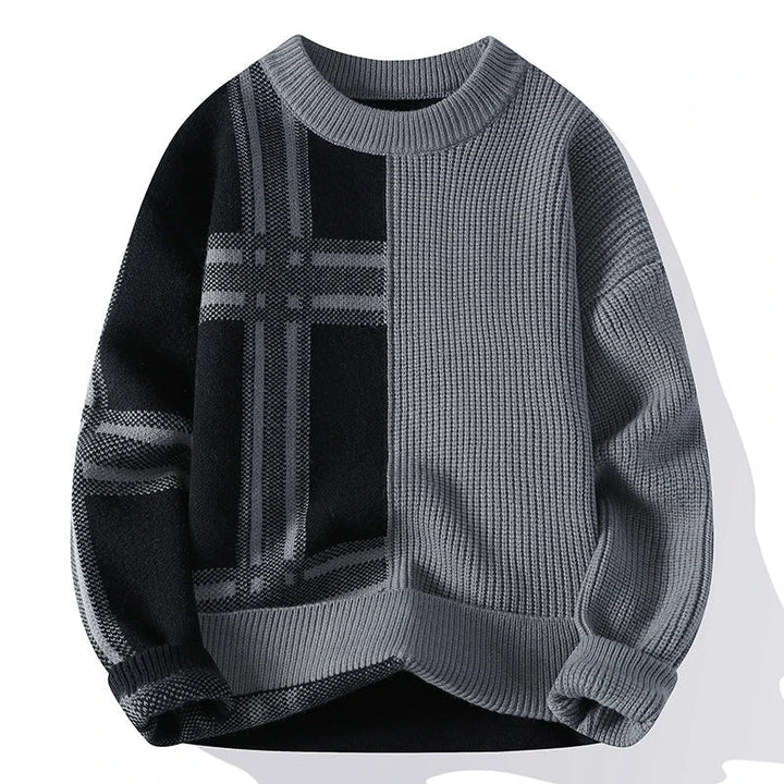 Męski sweter dziany oversize z okrągłym dekoltem