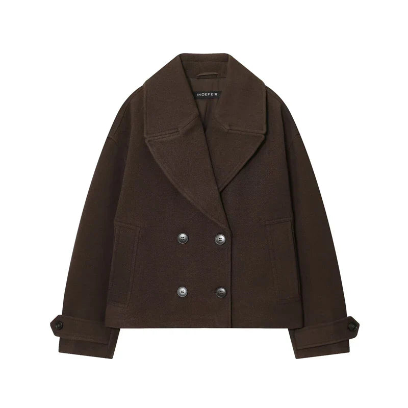 Women's Wool Double Breasted Cropped Coat