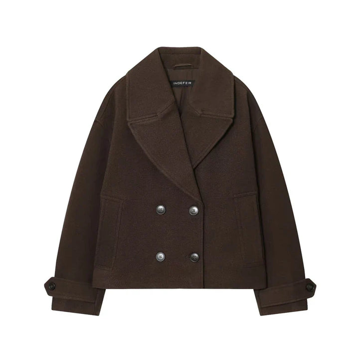 Women's Wool Double Breasted Cropped Coat