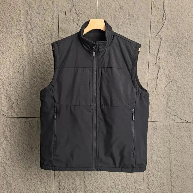 Men's Nylon Blend Vest Full Zip Sleeveless Collar Gilet