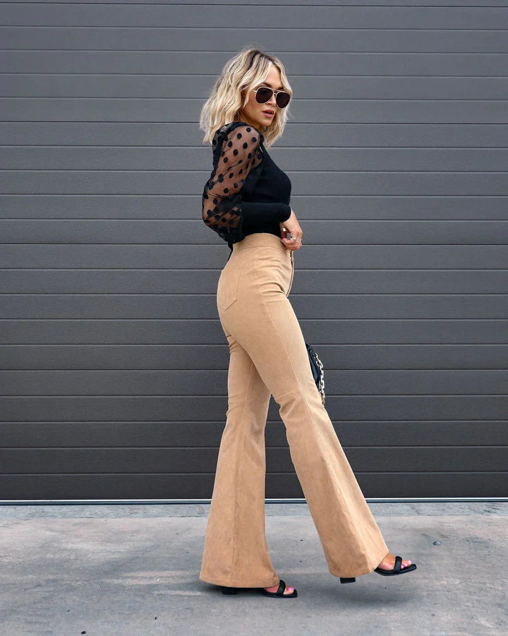 Women's High-Waist Flare Cotton Pants Summer