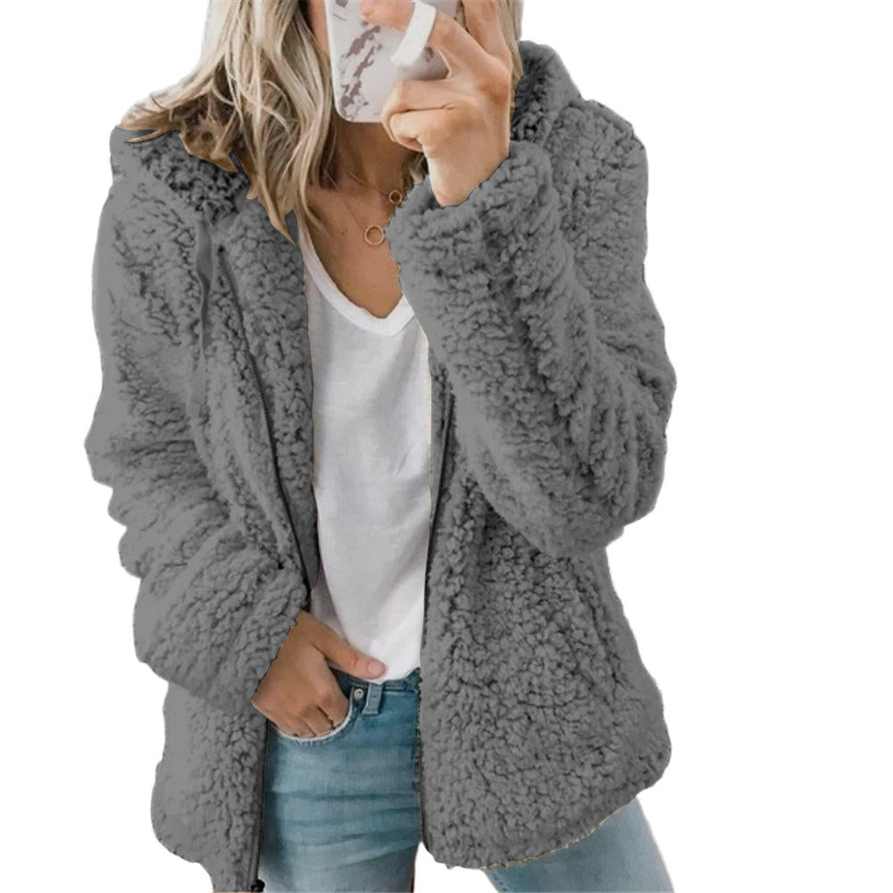 Women's Fleece Hooded Jacket Teddy Coat