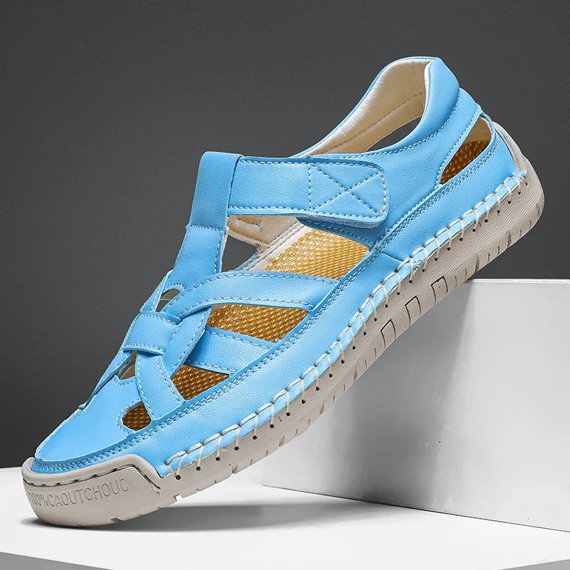 Sandales fermées pour homme en cuir, style pêcheur
