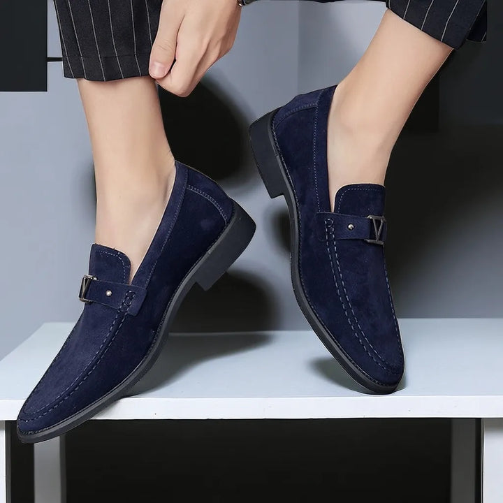 Męskie zamszowe mokasyny wsuwane, skórzane eleganckie buty do jazdy samochodem