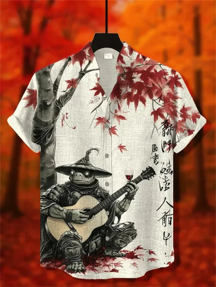 Men's Linen Casual Short Sleeve Hawaiian Graphic Shirt