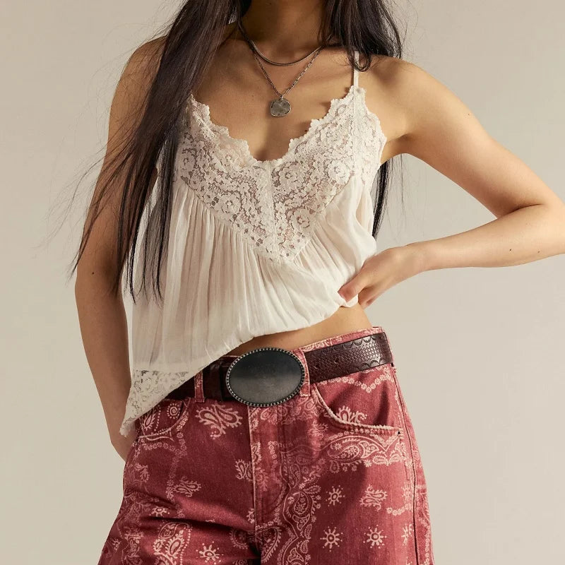 Women's Lace Camisole Sleeveless Blouse Tank Top