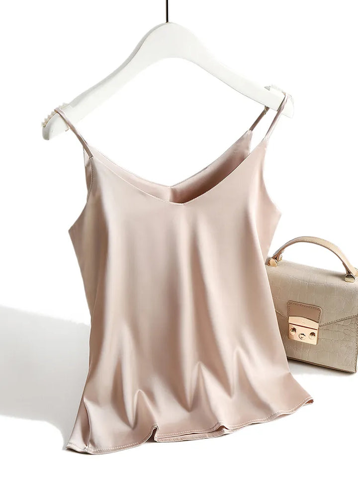 Women's Silk Camisole Sleeveless V-Neck Tank Top