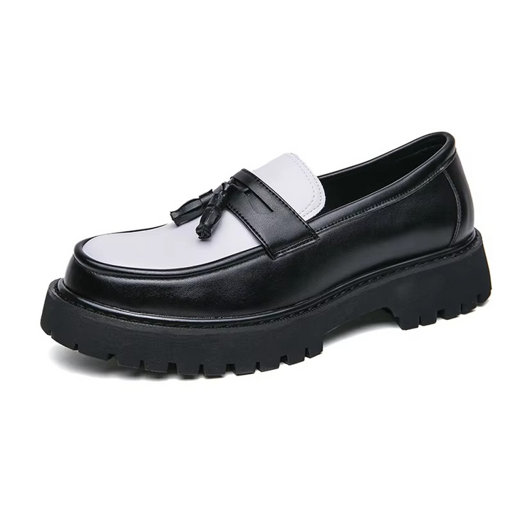 Women's Chunky Platform Leather Loafers Slip On Dress Shoes