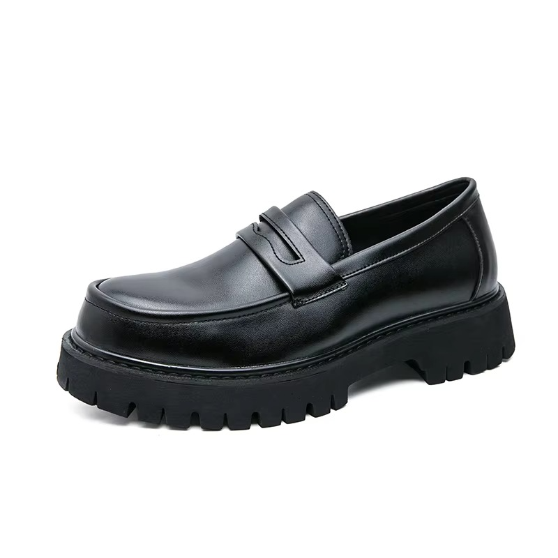 Women's Chunky Platform Leather Loafers Slip On Dress Shoes