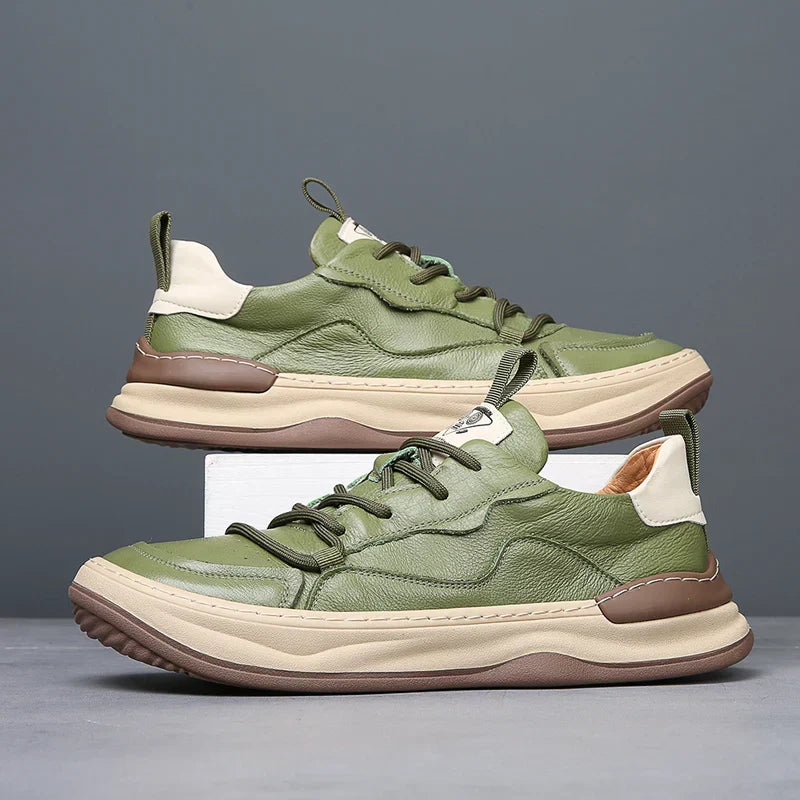 Men's Leather Fashion Sneakers Casual Walking Shoes