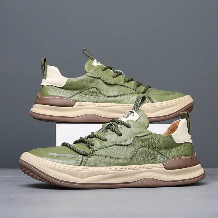 Men's Leather Fashion Sneakers Casual Walking Shoes