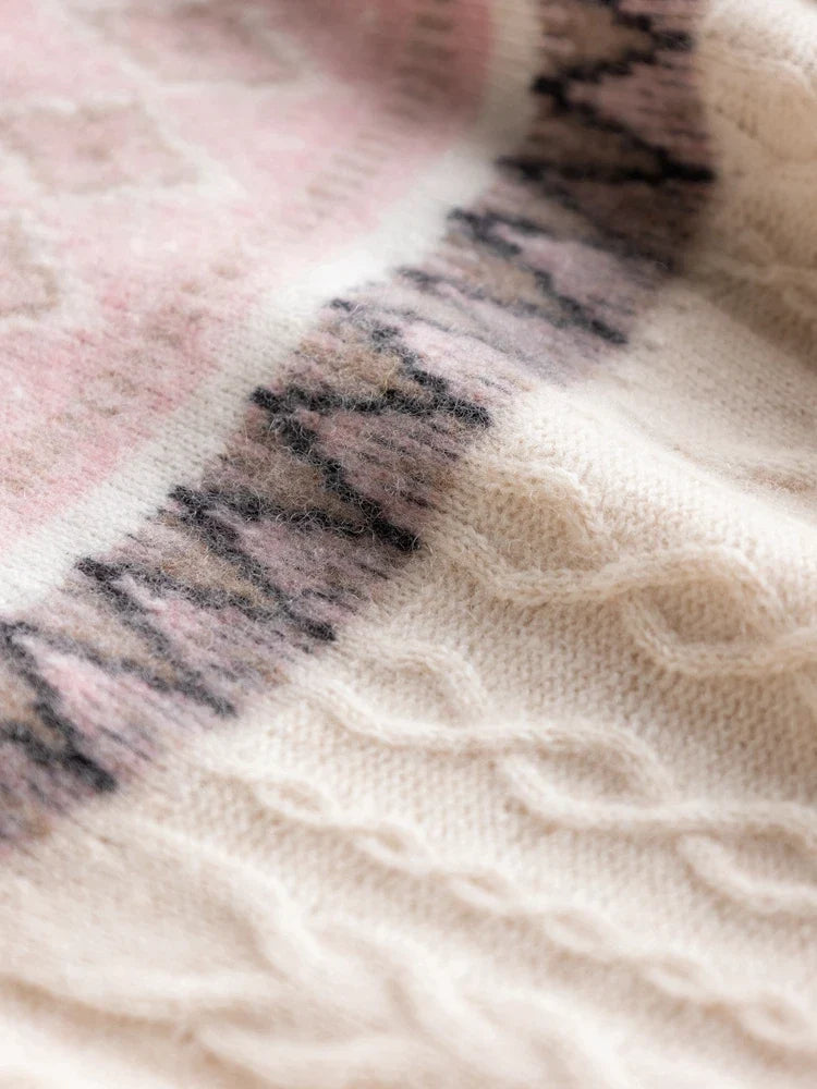 Women's Wool Knit Mock Neck Fair Isle Sweater