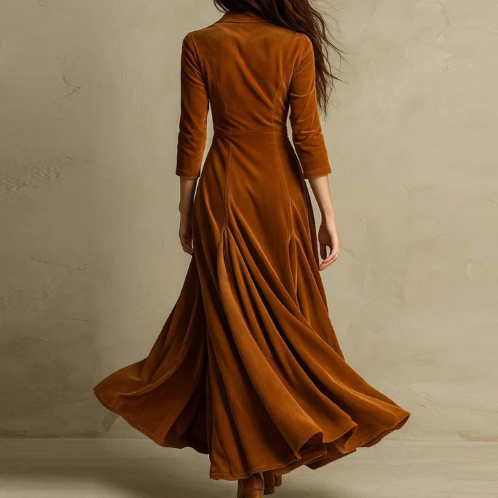 Women's V-Neck Tailored Velvet Maxi Dress