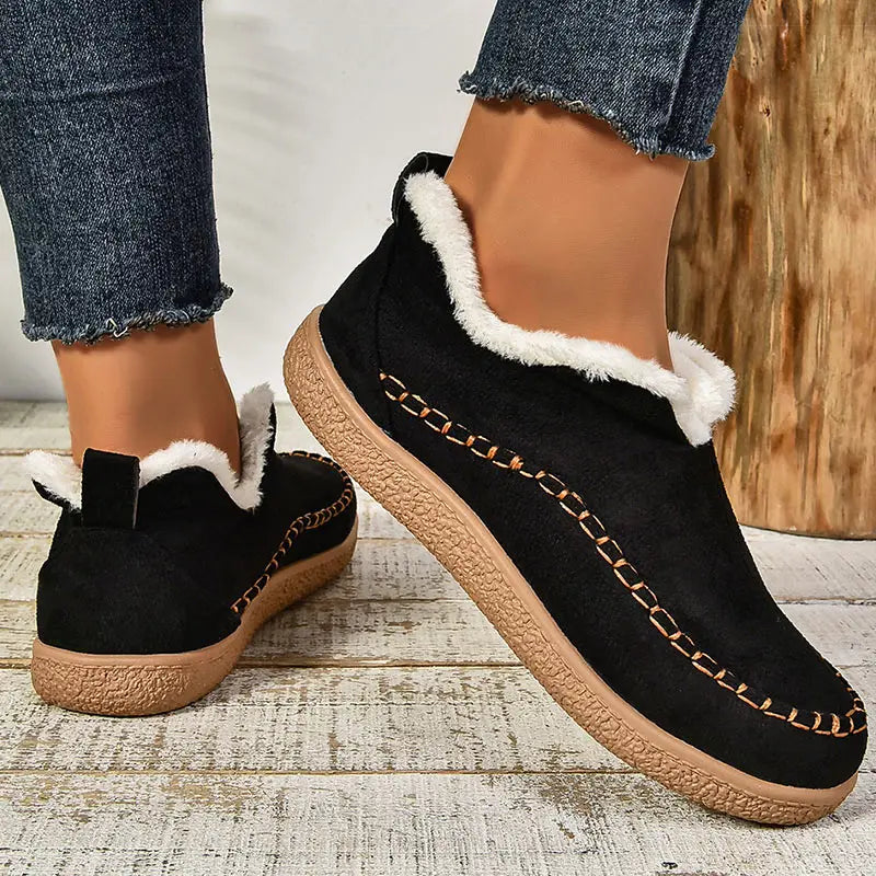 Women's Suede Moccasin Ankle Boots Flat Shoes