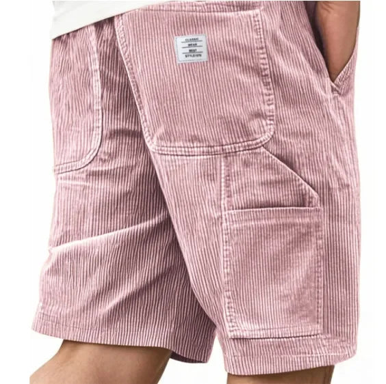 Men’s Corduroy Elastic-Waist Cargo Shorts