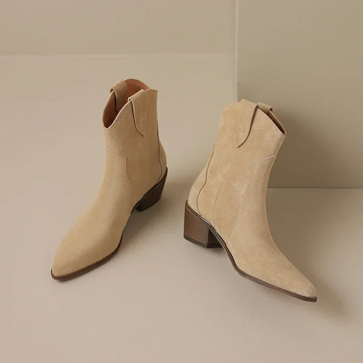 Women's Leather Western Cowboy Ankle Boots