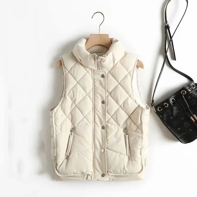 Gilet matelassé sans manches pour femme en nylon, veste d’extérieur rembourrée