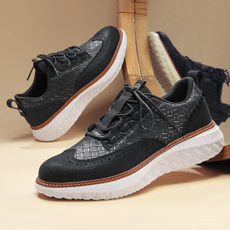 Men's Genuine Leather Casual Mesh Sneakers
