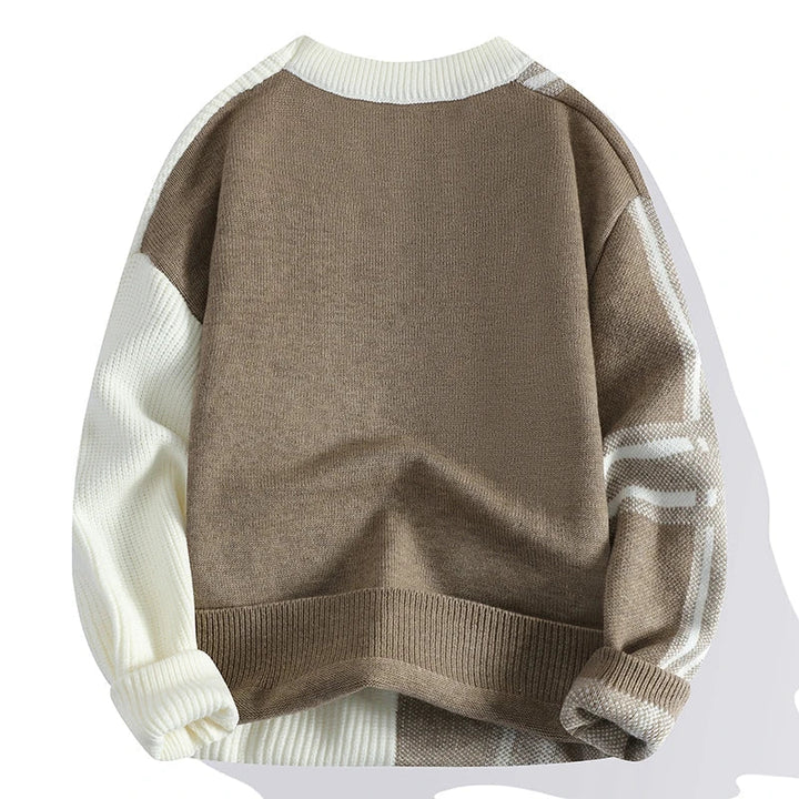 Męski sweter dziany oversize z okrągłym dekoltem