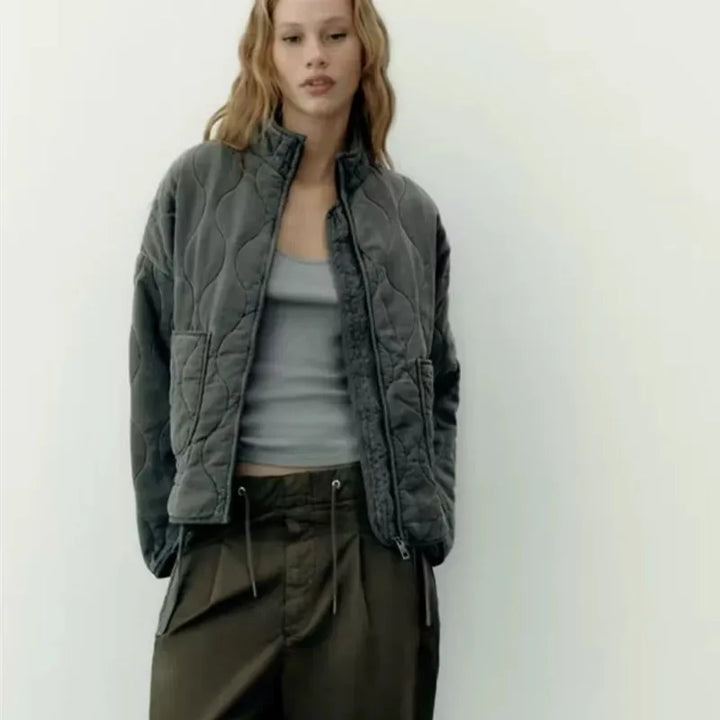 Women's Fleece Zip Up Quilted Jacket