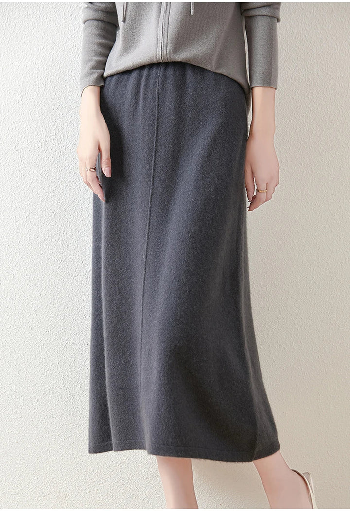 Women's Wool Knit Midi Skirt