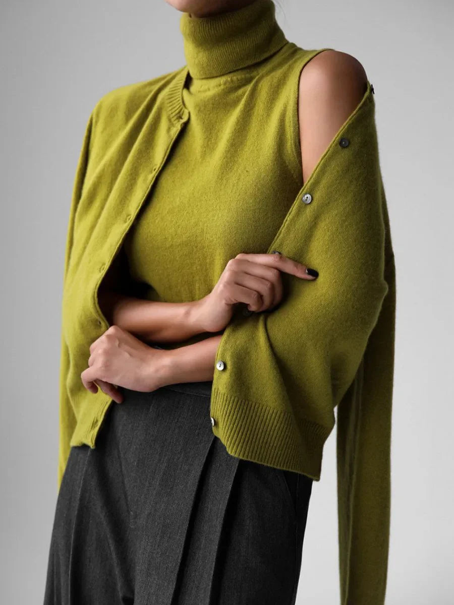 Women's Wool Turtleneck Sleeveless Tank Top