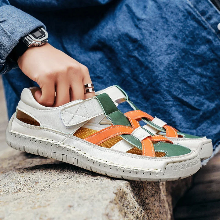 Sandales fermées pour homme en cuir, style pêcheur