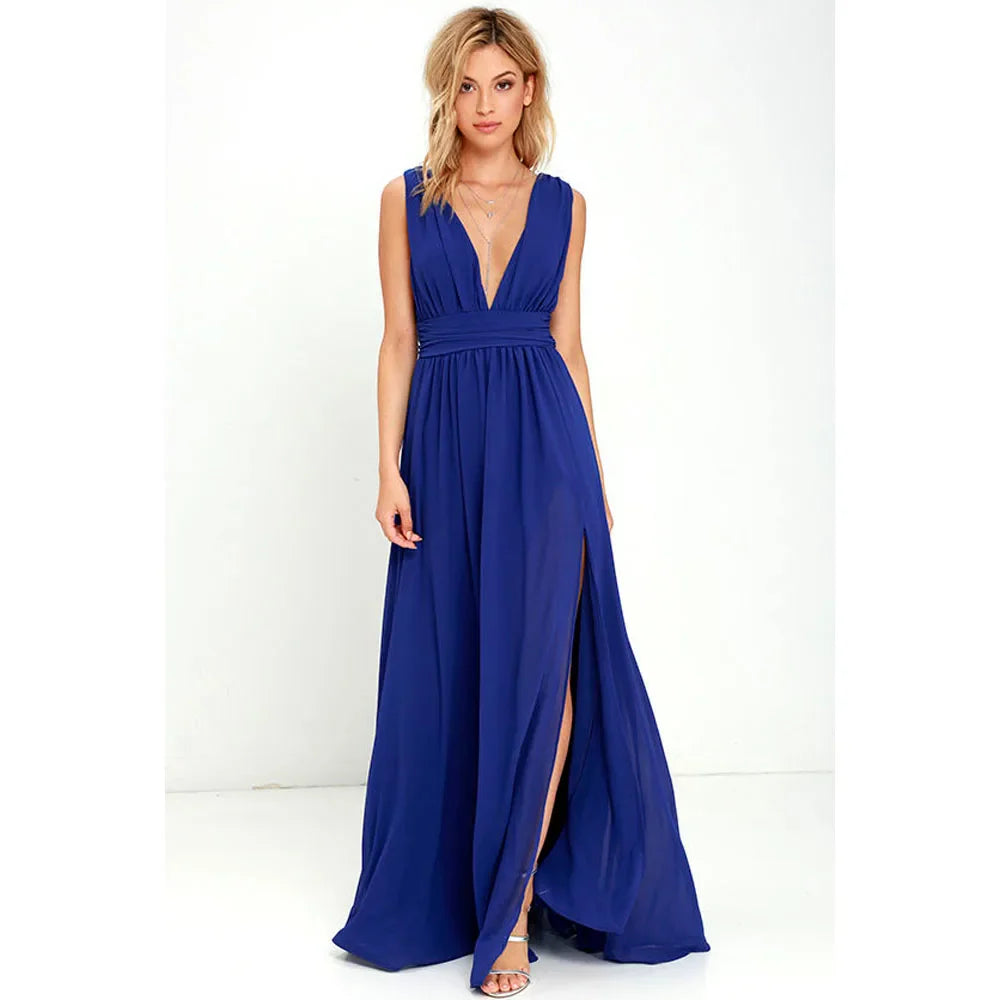Women's Formal Linen-Blend Maxi Evening Dress
