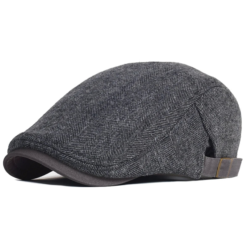 Men's Wool Blend Herringbone Flat Cap
