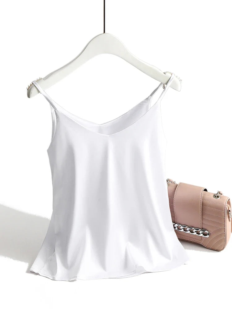 Women's Silk Camisole Sleeveless V-Neck Tank Top