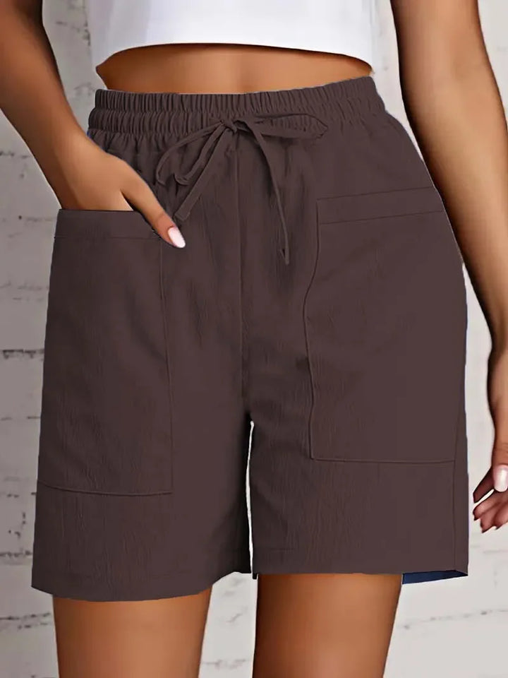 Women's Linen Blend Elastic Waist Casual Bermuda Shorts